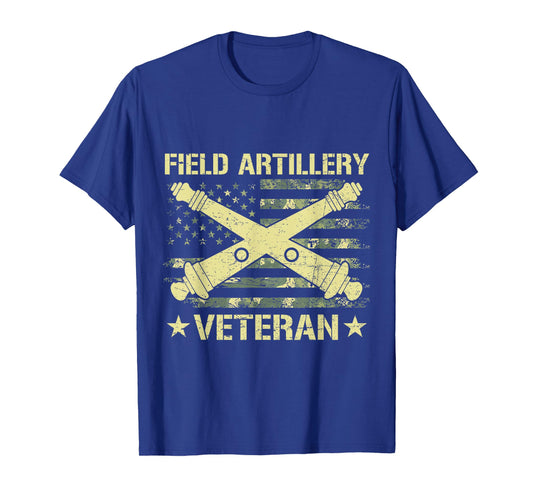 Field Artillery Veteran Flag American Camouflage US Military T-Shirt