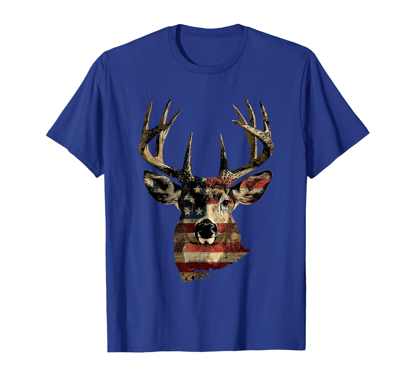 Whitetail Buck Deer Hunting 4th Of July USA American Flag T-Shirt