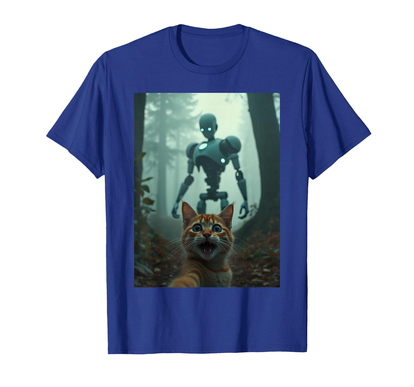 Cat Selfie With Robot Alien T-Shirt