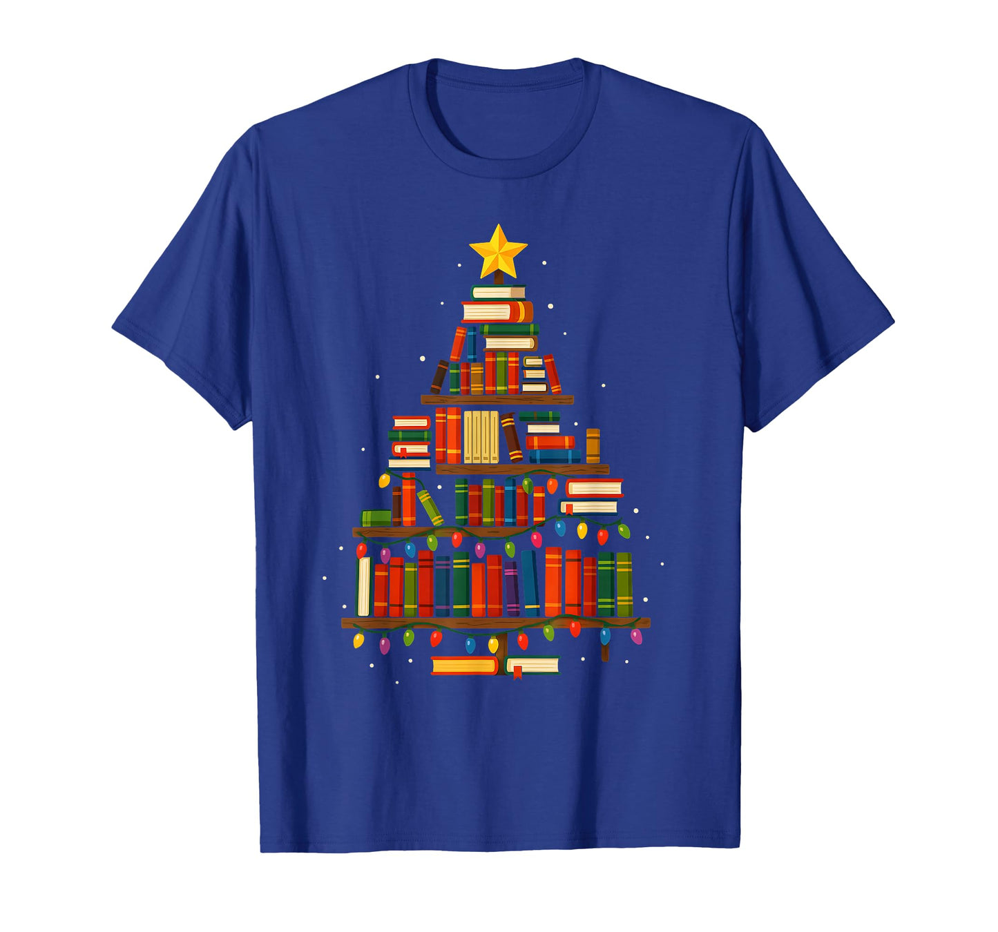 Christmas Tree Bookshelf Book Lover Library Men Women Kids T-Shirt
