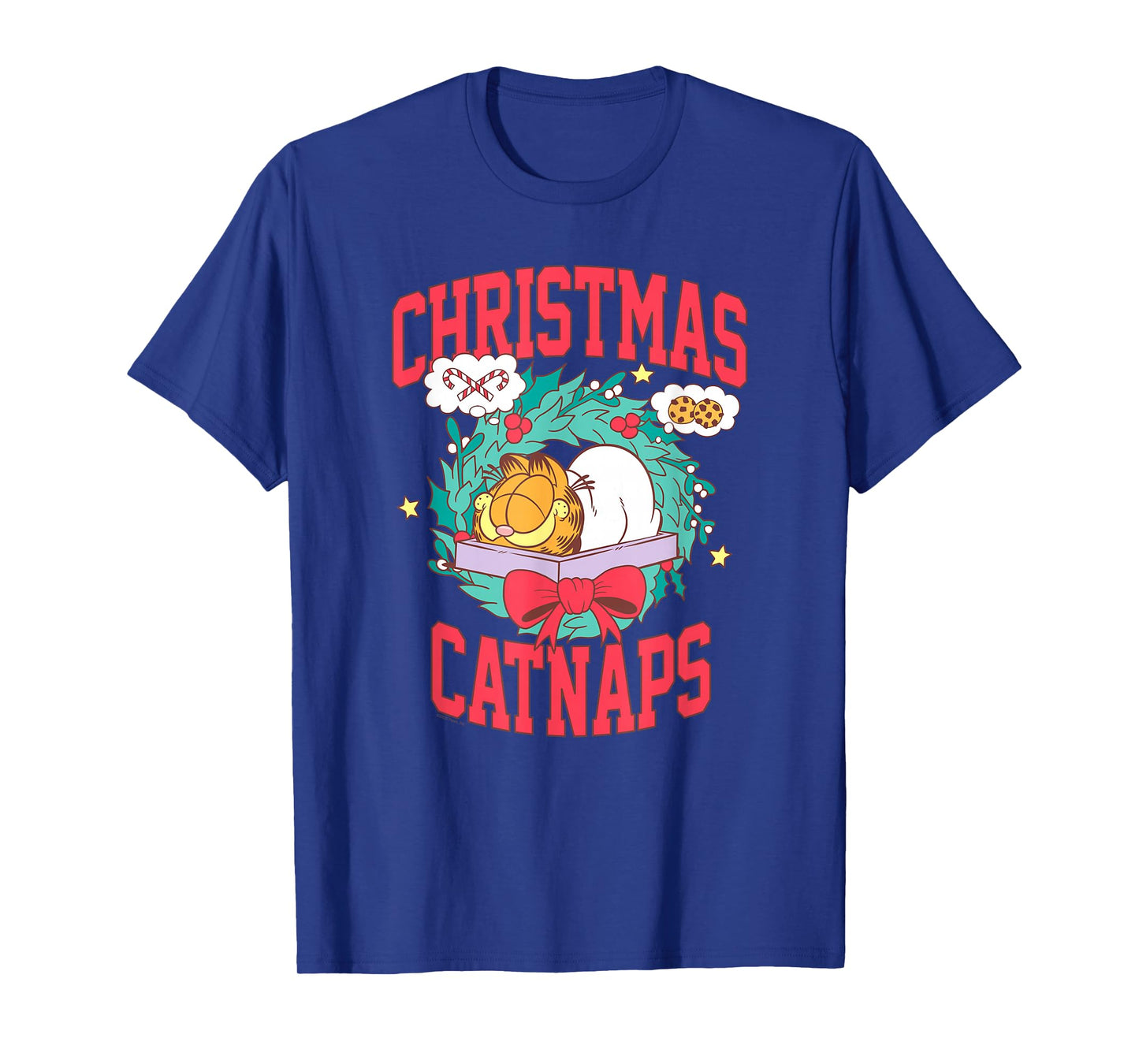 Garfield Christmas Catnaps Wreath Cute Holiday Cat T-Shirt
