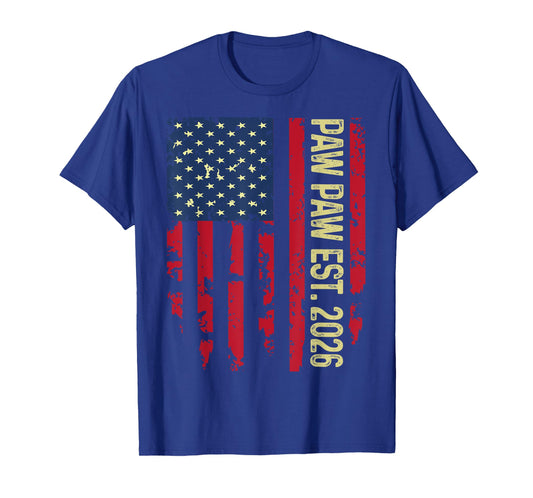 Promoted to Paw Paw Est 2026 Retro American flag T-Shirt