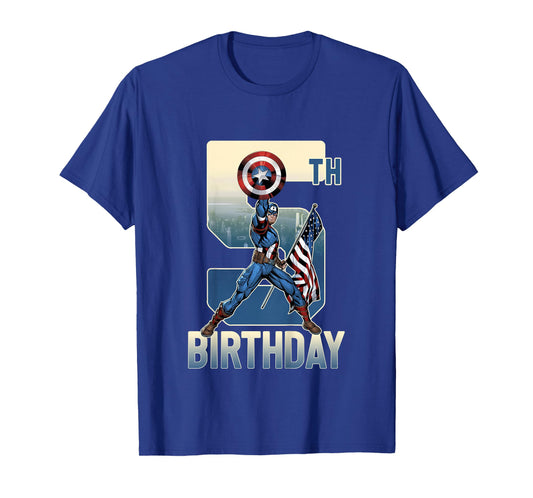 Kids Marvel Avengers Classic Captain America Epic 5th Birthday T-Shirt