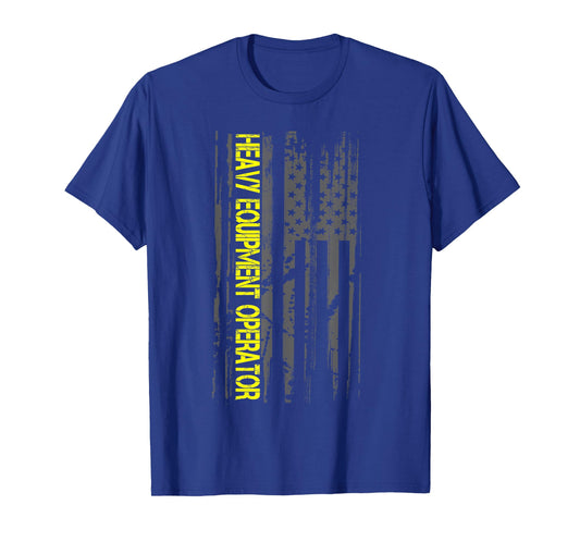 Heavy Machinery Equipment Operator Patriotic American Flag T-Shirt