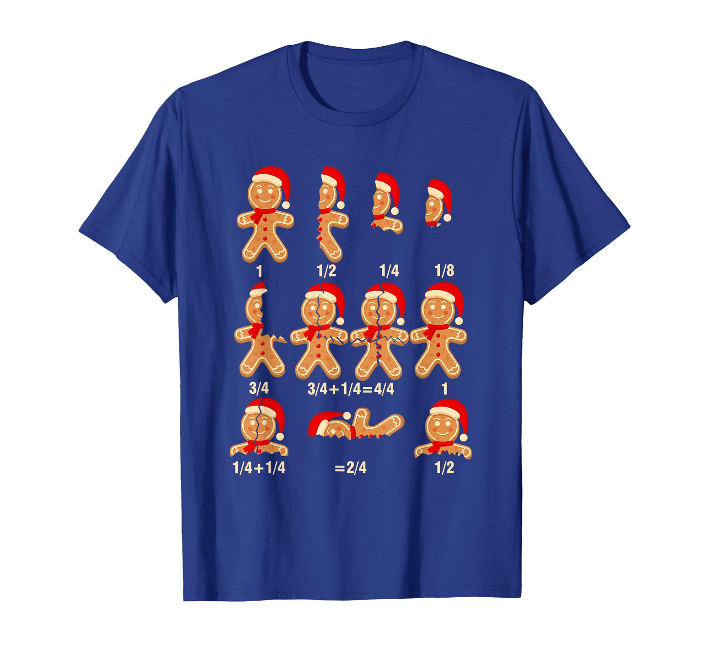 Christmas Math Teacher Equation Gingerbread With Santa Hat Men Women T-Shirt