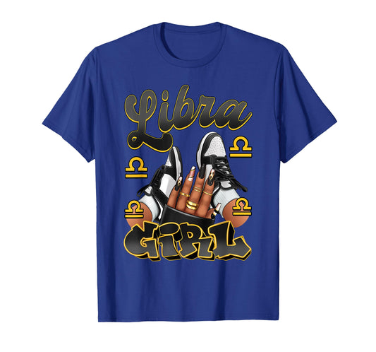 Libra Girl Birthday Afro Queen Sneakers Zodiac Sign T-Shirt