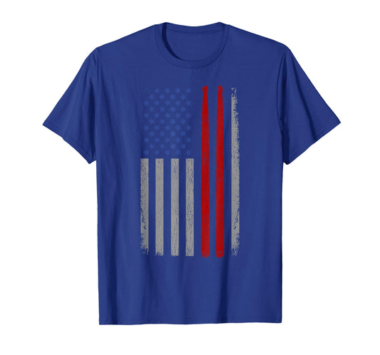 Vintage Drum Sticks American Flag Funny Drummer Gift For Him T-Shirt for Women Girls Kids Men