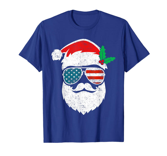 Santa Face Retro Sunglasses Christmas Xmas Men Women Kids T-Shirt