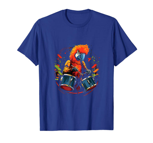 Parrot Drummer Drums Player Bird Drumming T-Shirt