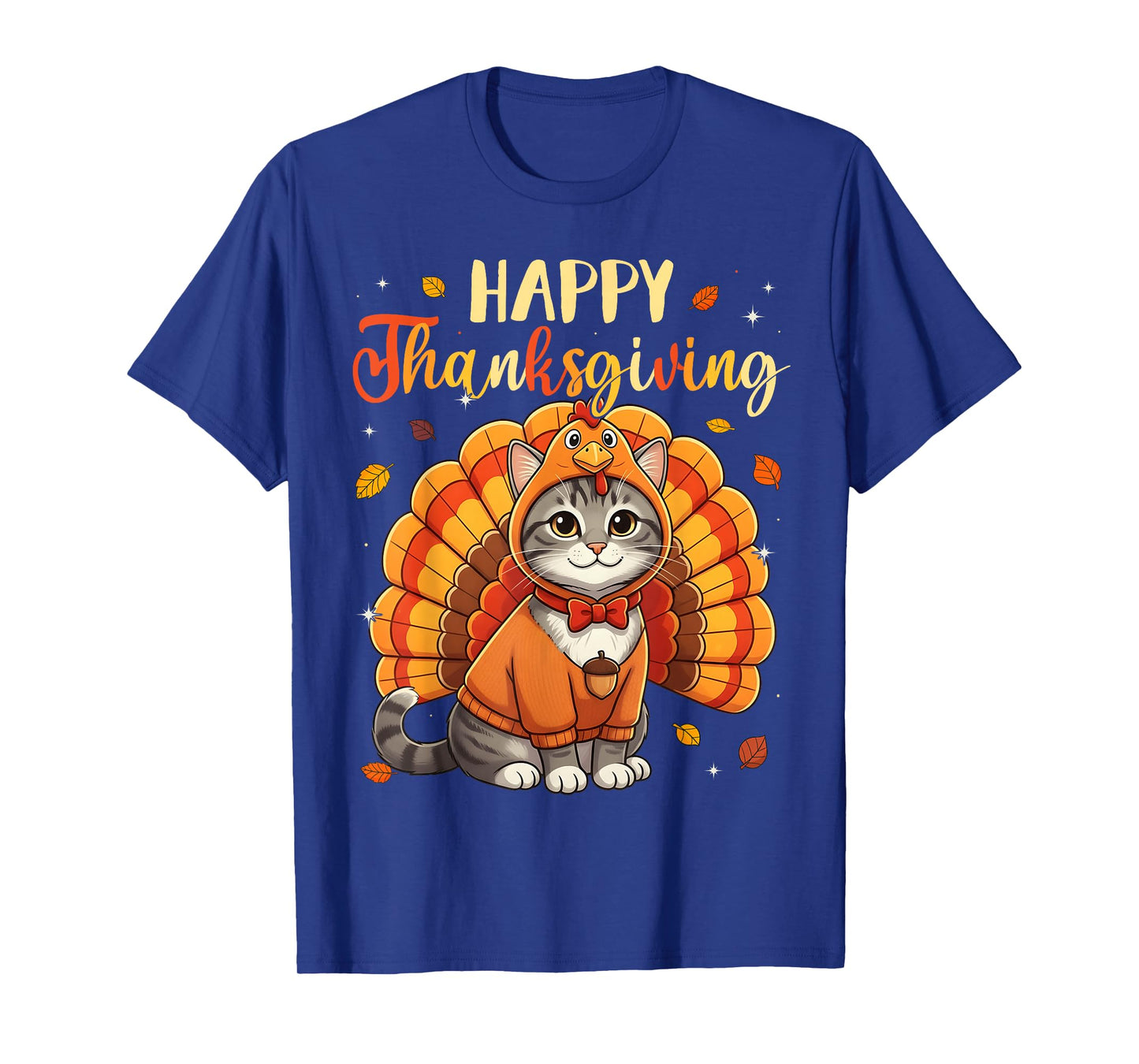 Happy Thanksgiving Cat Turkey Day Fall Women Girls Kids Men T-Shirt