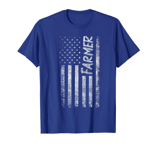 American USA Flag Farmer Rancher Farming T-Shirt