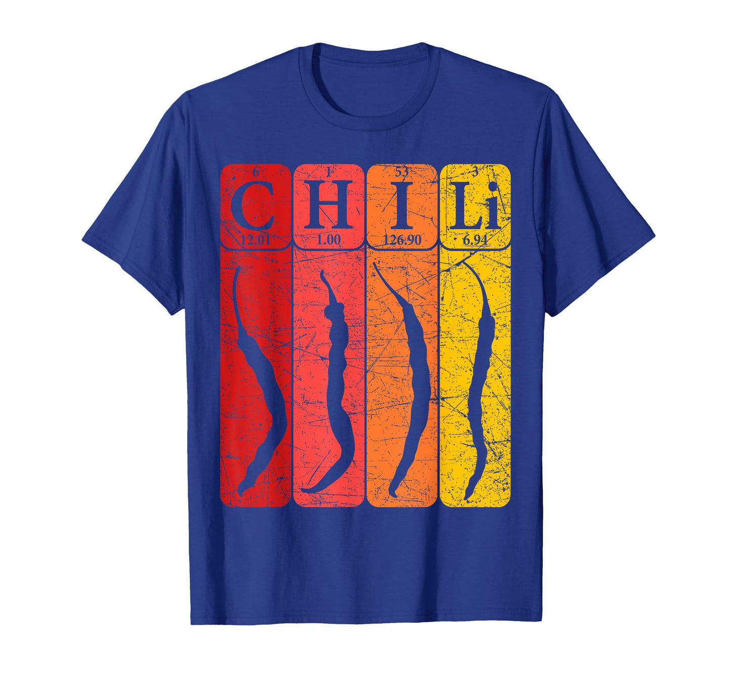 Chili Periodic Table Elements Chili Pepper Spicy Food Retro T-Shirt
