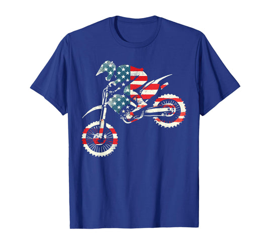 Dirt Bike American Flag Motocross Enduro T-Shirt