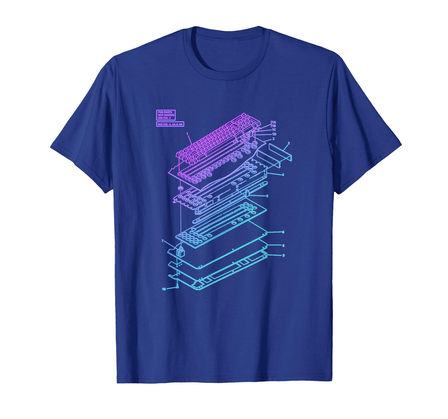 All Things Geek by MCMA Mechanical Keyboard Patent Drawing Graphic Design Art T-Shirt