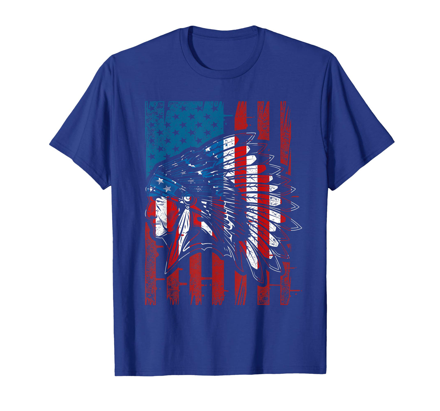 USA Flag Native American Heritage Headdress Native American Women Kids Men T-Shirt