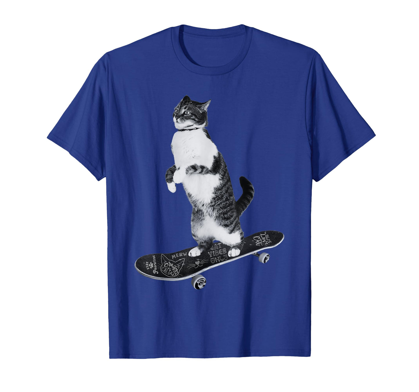 Funny Cats Lovers Skateboarding Cat T-Shirt for Men Women Girls Kids