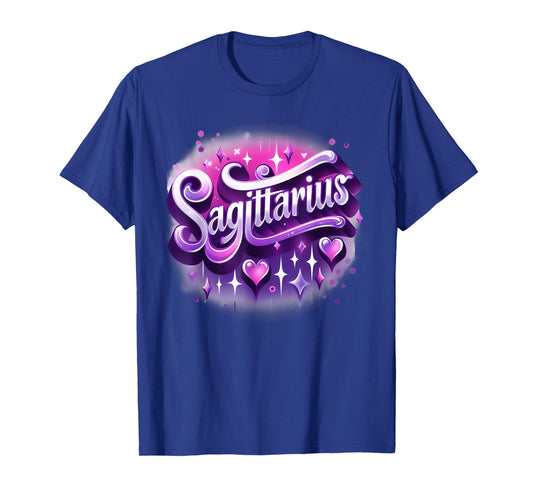 Pink and Purple Sagittarius Zodiac Star Sign T-Shirt
