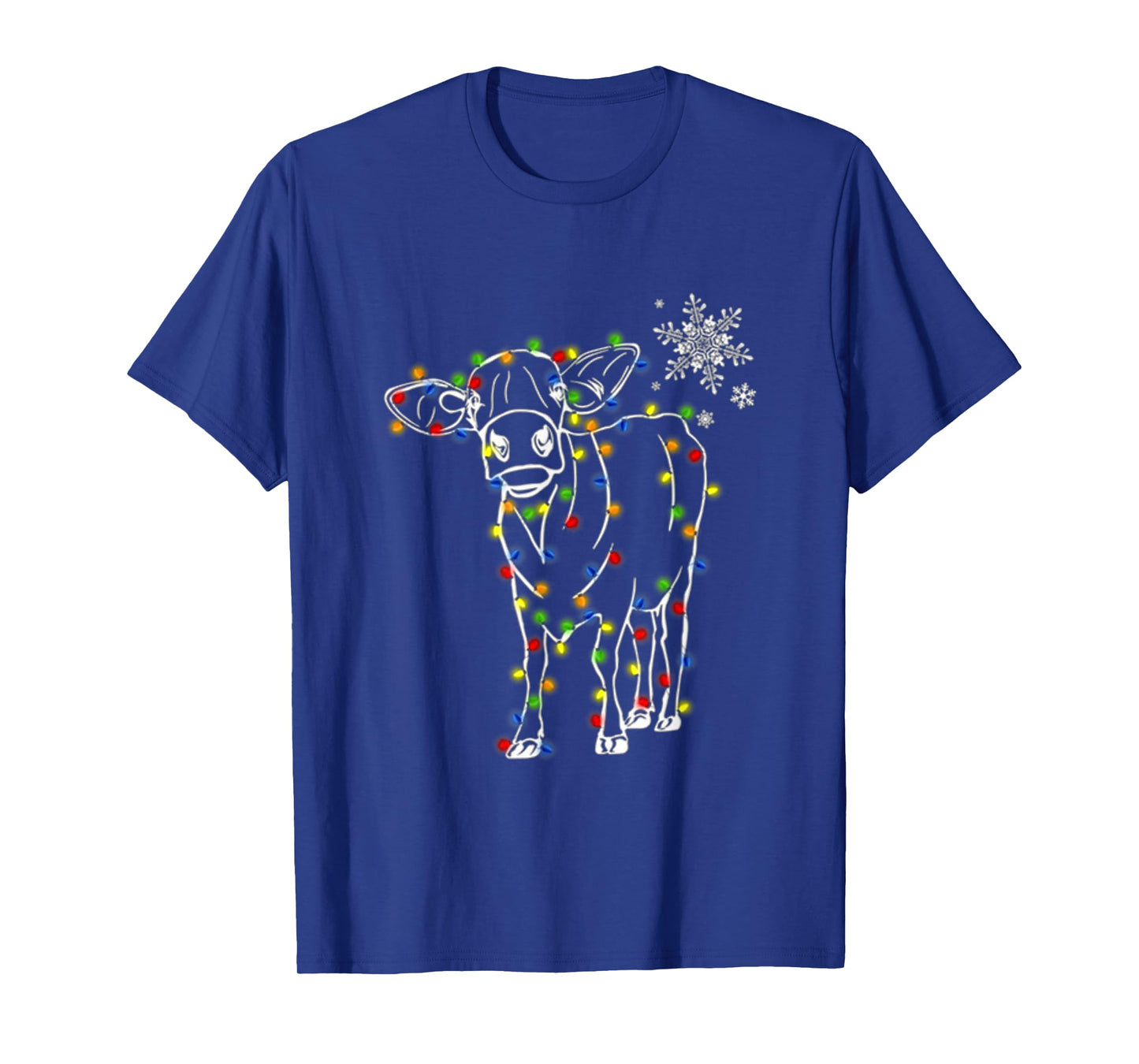 Cow Christmas Light Tree Cow Xmas Snow Lover T-Shirt
