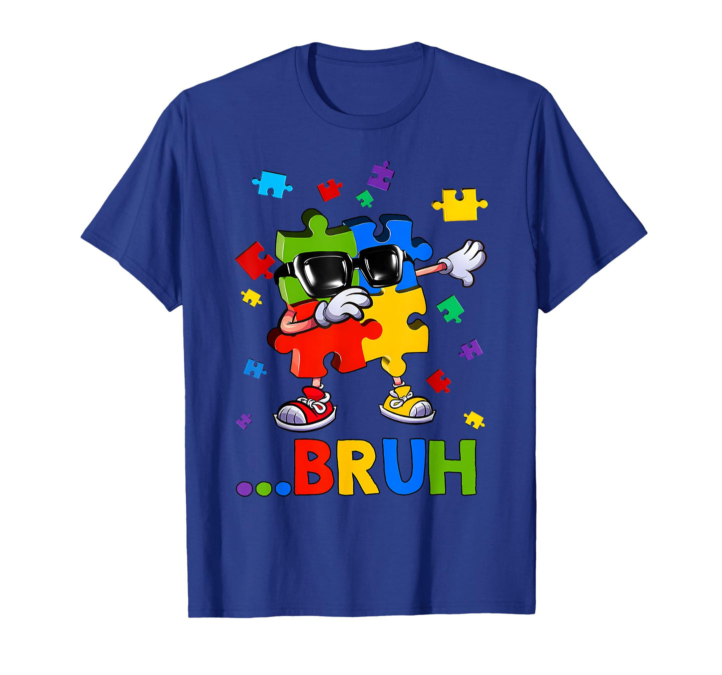 Bruh Dabbing Puzzle Autism Awareness Teens Boys Kids T-Shirt