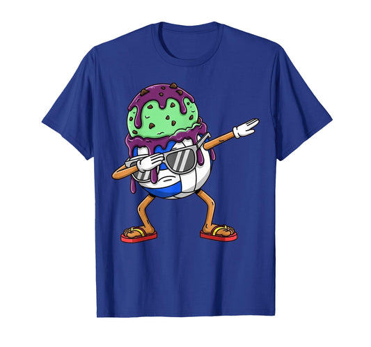 Dabbing Volleyball Drip Ice Cream Kids Youth Boys Girls T-Shirt