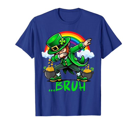 Bruh Dabbing Leprechaun Funny St Patricks Day Boys Kids T-Shirt