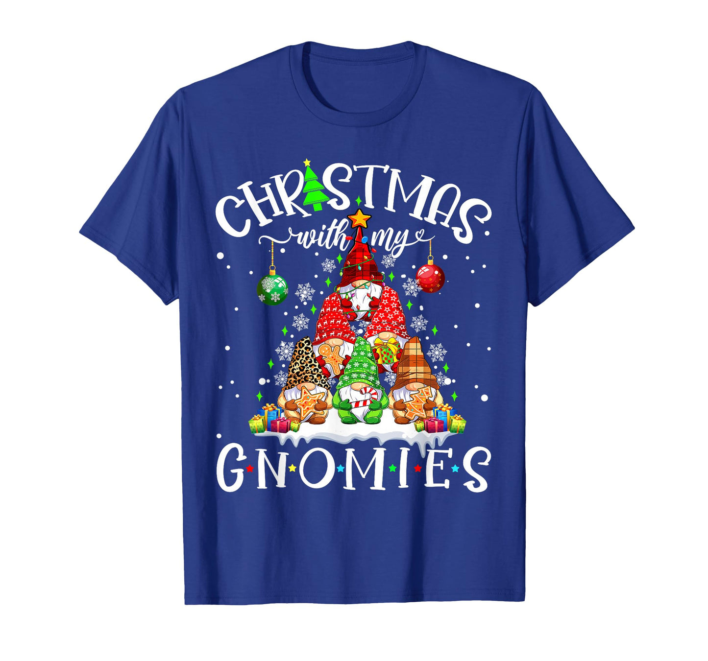 Christmas With My Gnomies Xmas Pajama Pine Tree Gnome Garden T-Shirt