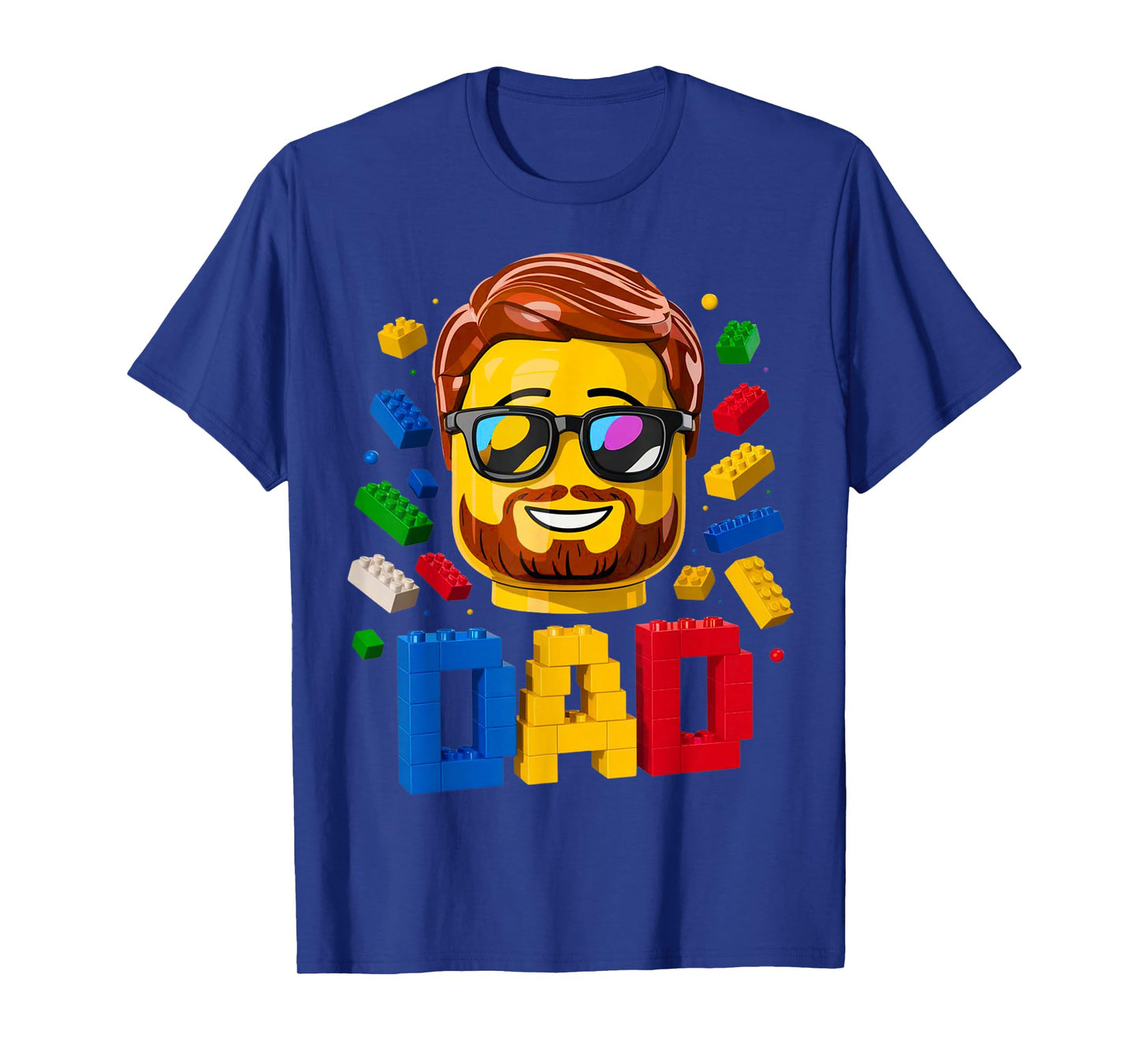 Family Dad Master Builder Building Bricks Blocks Fathers Day T-Shirt