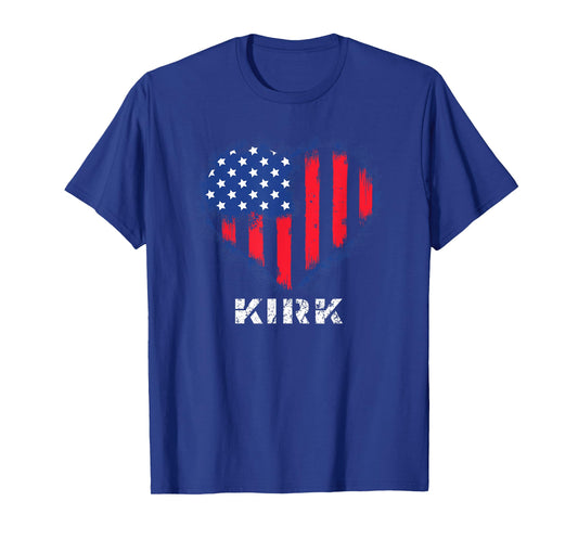 Kirk USA Flag Heart T-Shirt Personalized T-Shirt