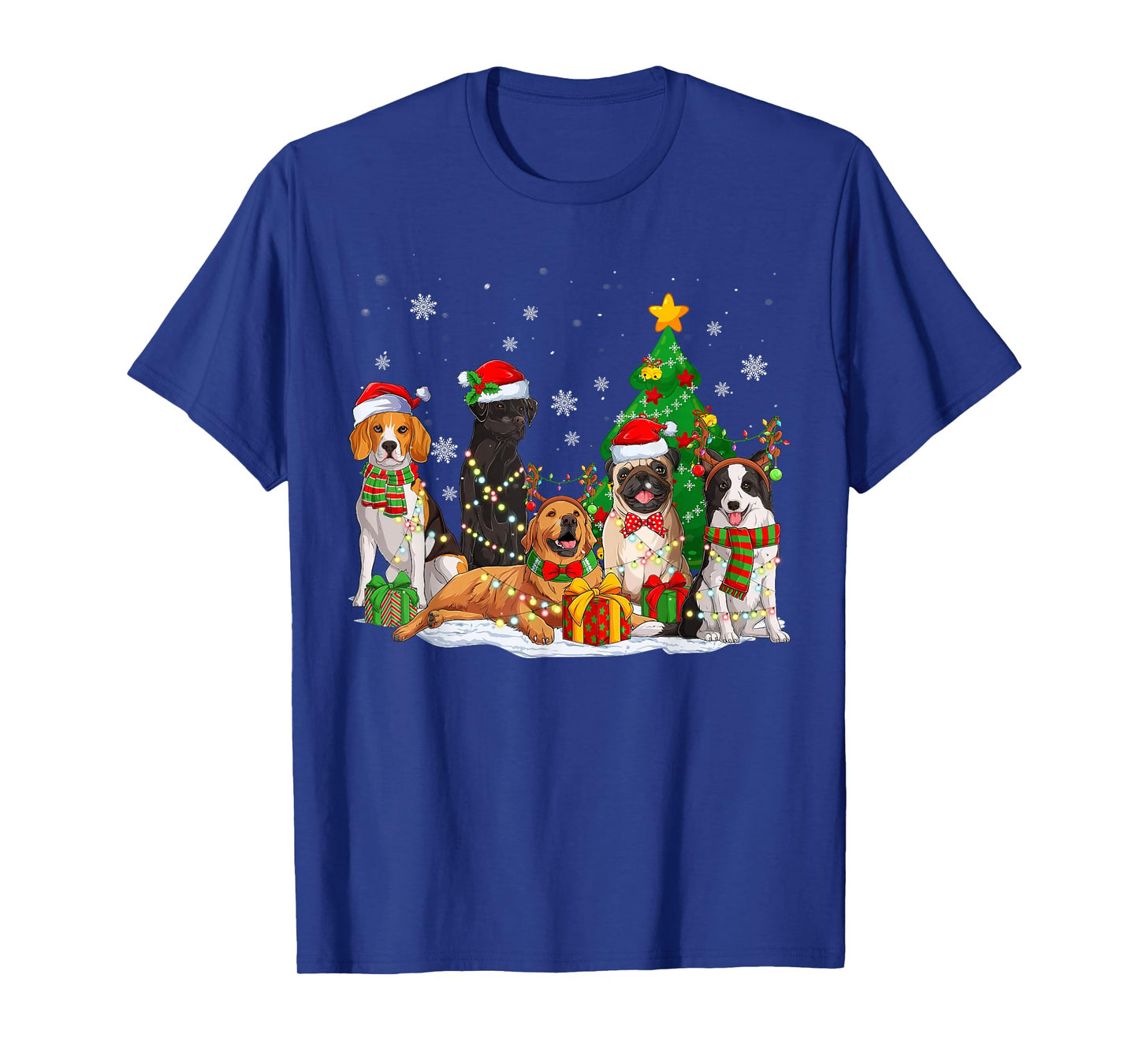 Funny Dog Christmas Tree Lights Ugly Xmas Men Women Kids T-Shirt