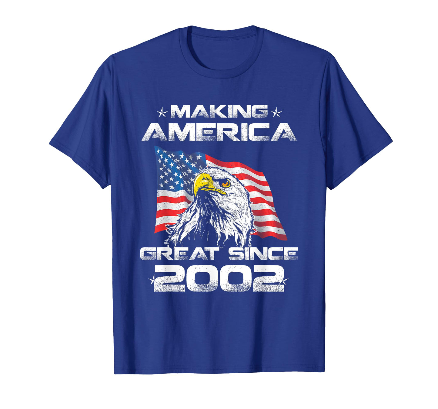 18th Birthday Gift USA Flag Making America Great Since 2002 T-Shirt for Women Men