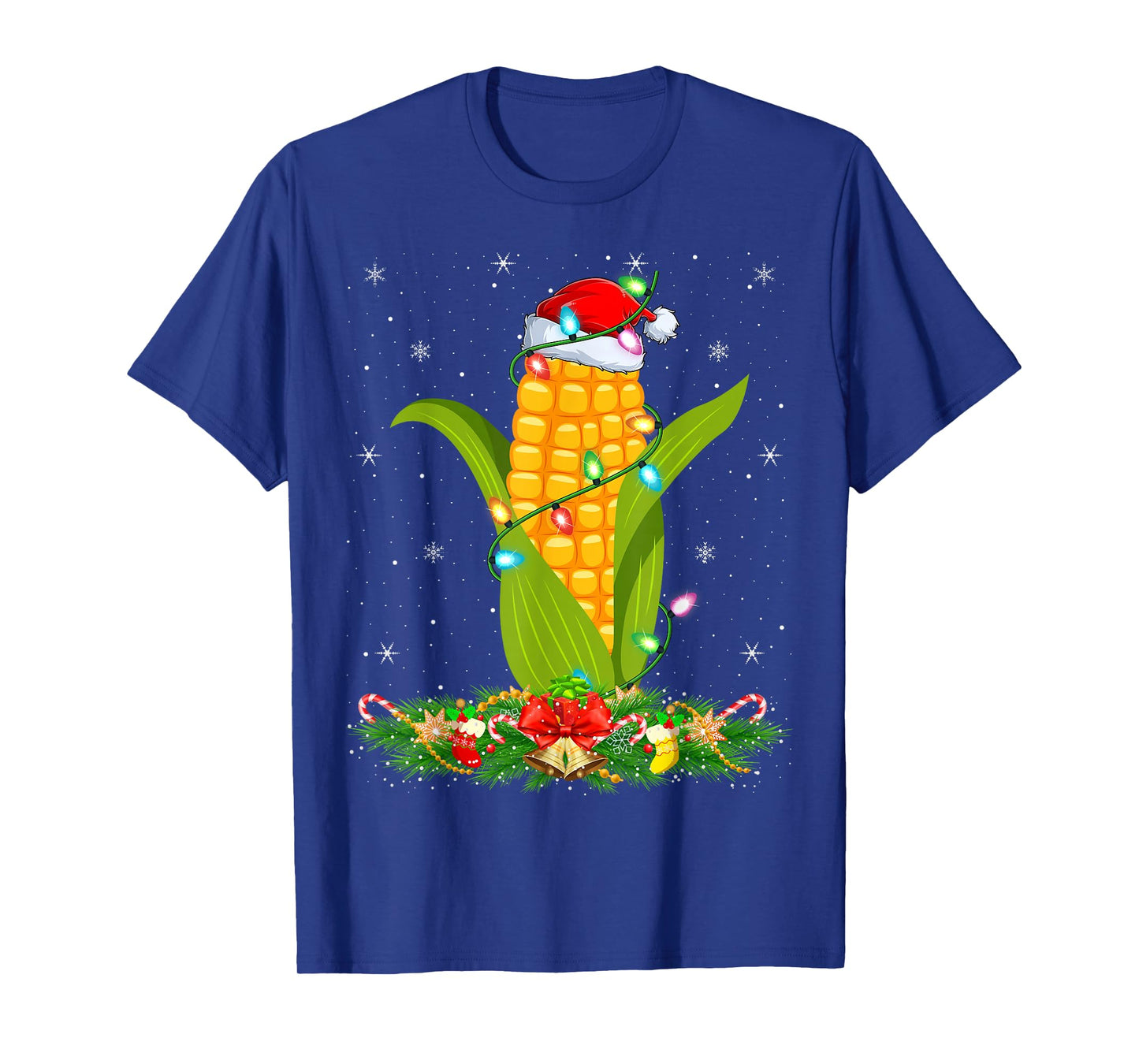 Corn Christmas Lights Funny Santa Hat Corn Xmas T-Shirt