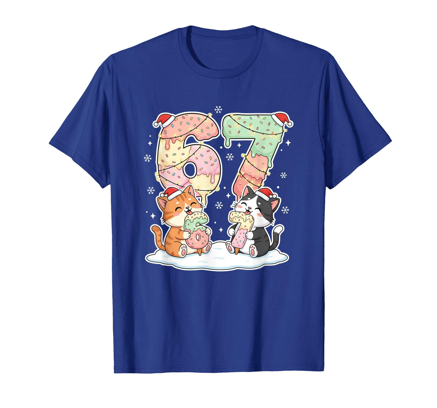Funny Cat Christmas 67 Ice Cream Drip Meme Number 6 7 Girls T-Shirt