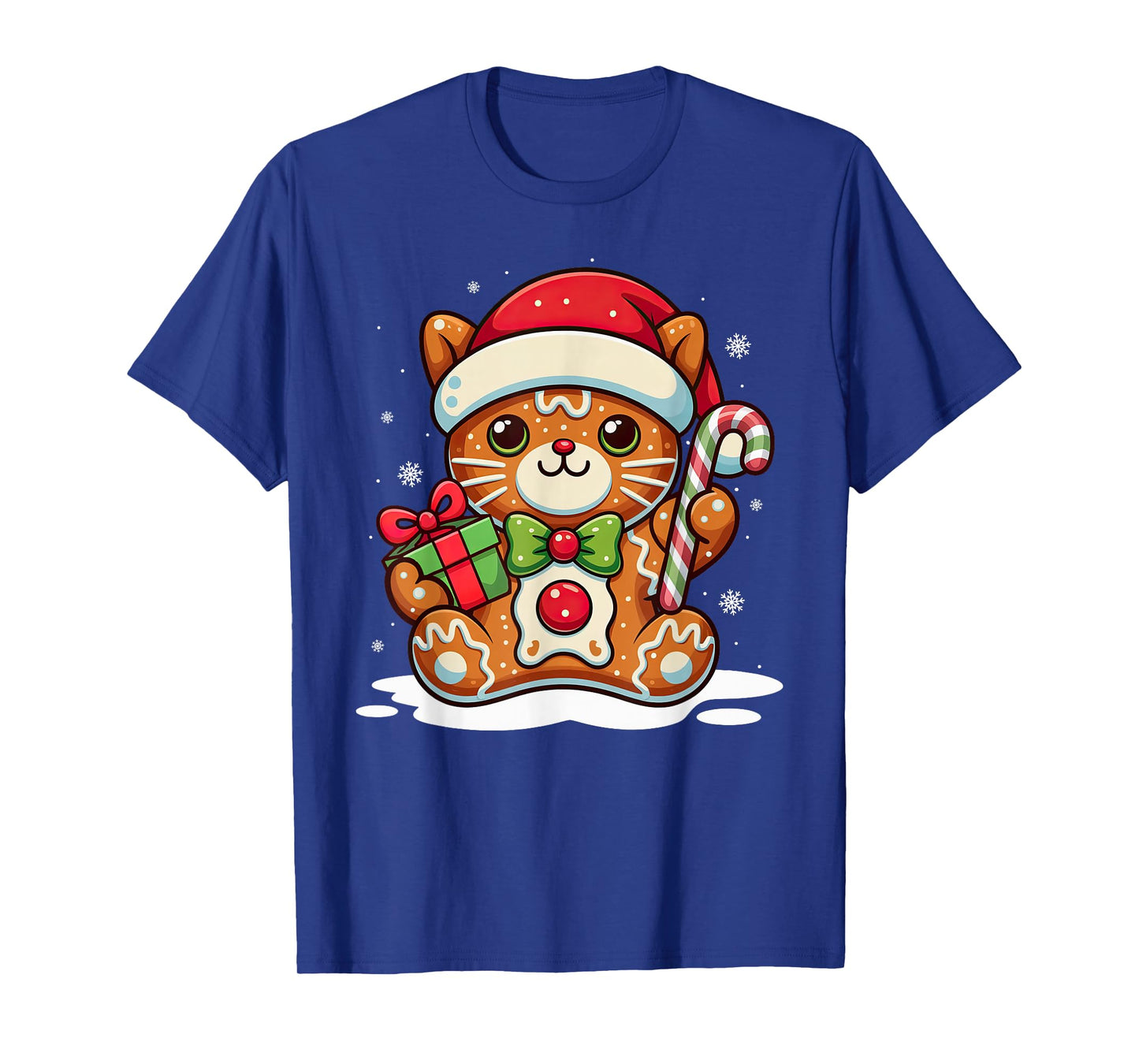 Cute Cat Gingerbread Man Christmas Shirt for Women Men Kids T-Shirt