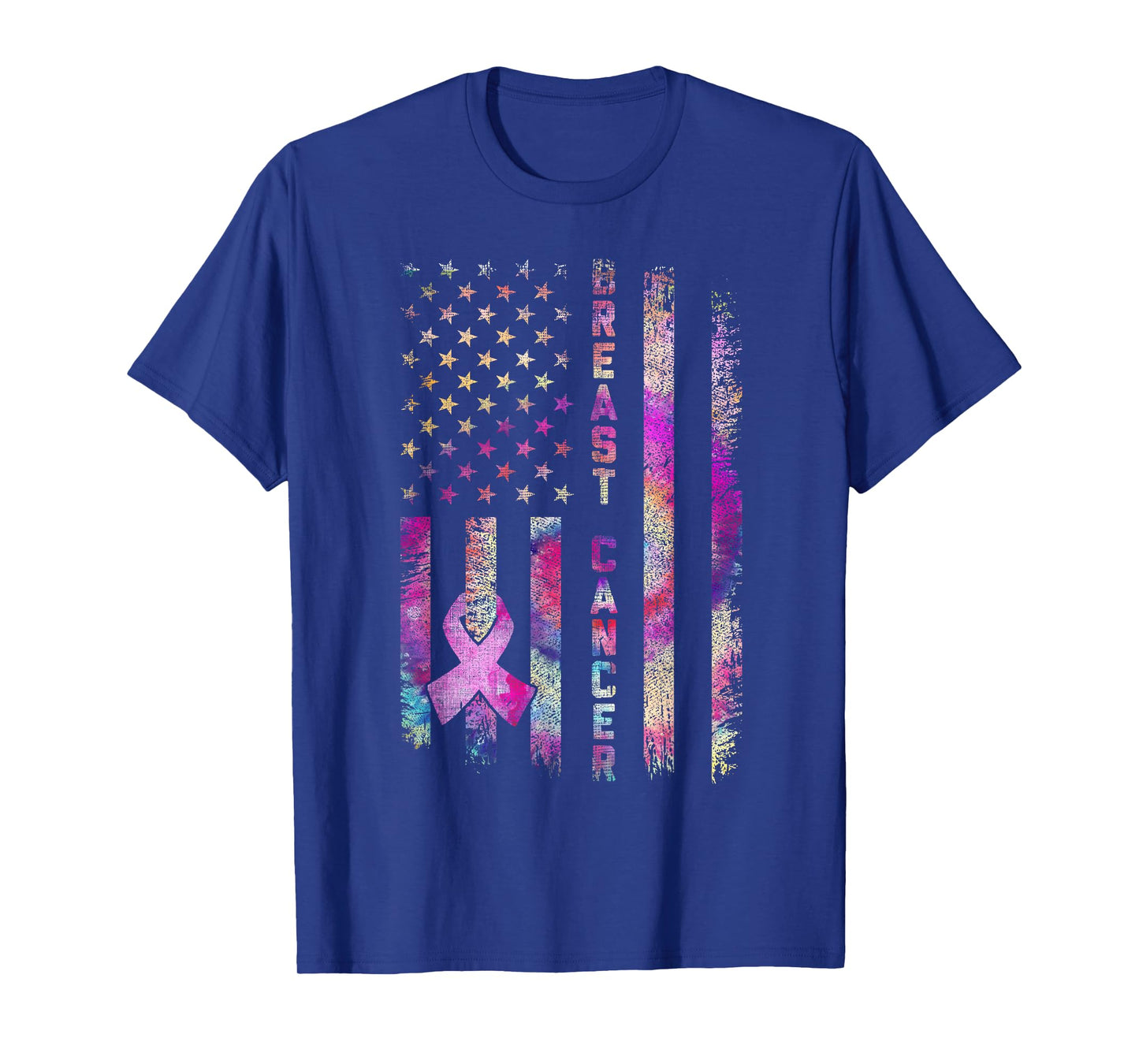 American Flag Breast Cancer Awareness Support Tie Dye T-Shirt