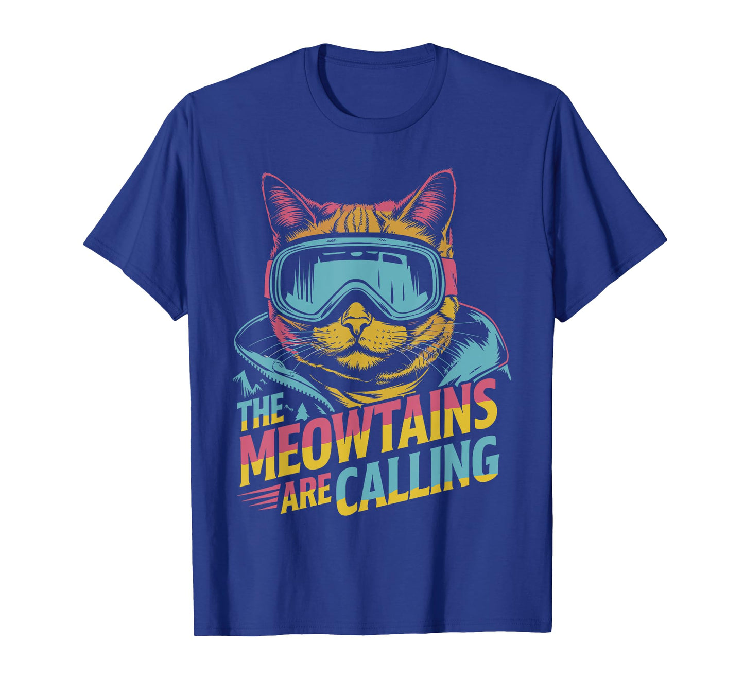 Funny Skiing Cat Gift Snowboarder Accessories Unisex-Adults, Unisex-Kids Black Small The Meowtains Are Calling Cat Goggle Design Ski Snowboard T-Shirt