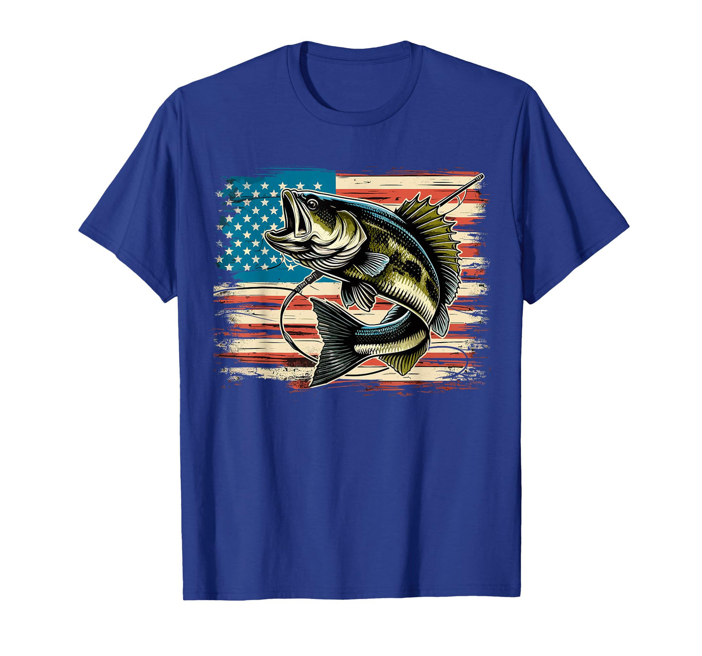 Patriotic Bass Fishing American Flag Fish T-Shirt