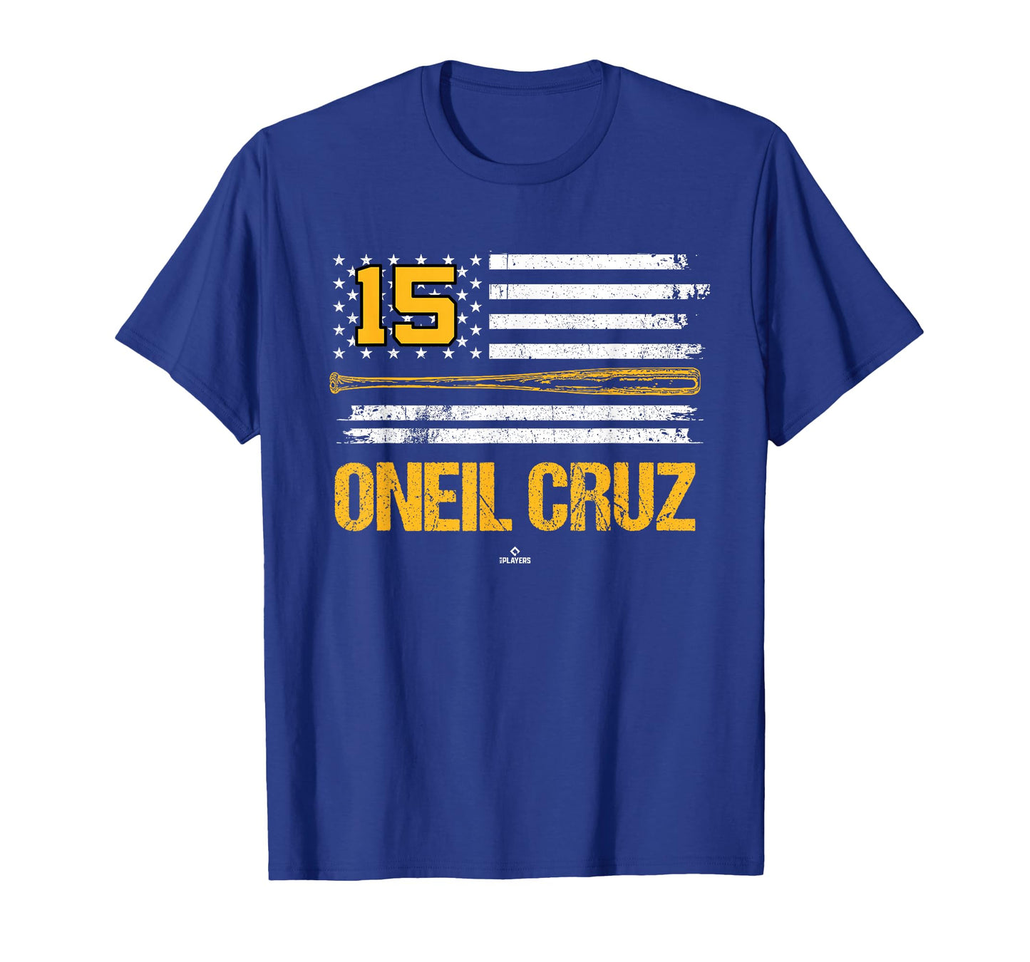 USA Flag Bat Oneil Cruz Pittsburgh Baseball MLBPA T-Shirt
