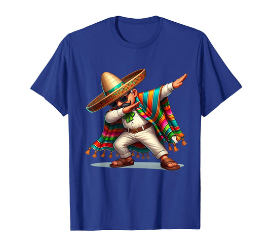 Dabbing Mexican Poncho Cinco de Mayo Men Boys Sombrero Dab T-Shirt