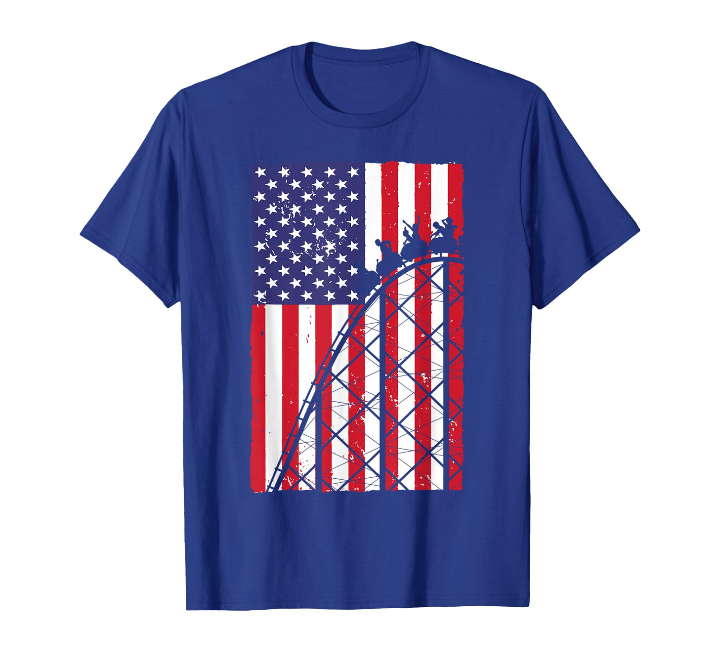 Funny Roller Coaster Art For Men Women Rollercoaster US Flag T-Shirt