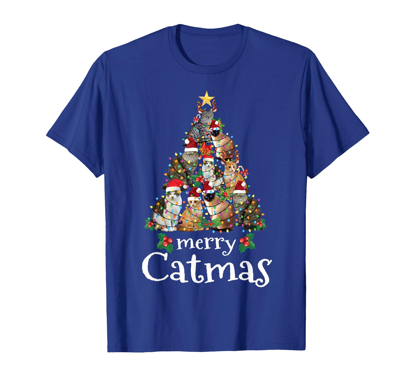 Merry Catmas Funny Cat Mom Cat Dad Christmas Cat T-Shirt