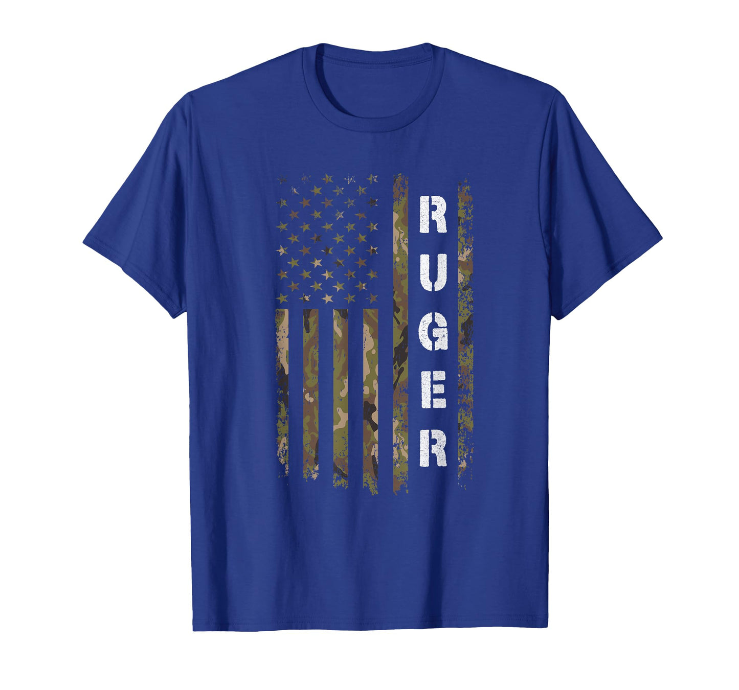 Retro Ruger Vintage Camouflage American Flag Matching Name T-Shirt