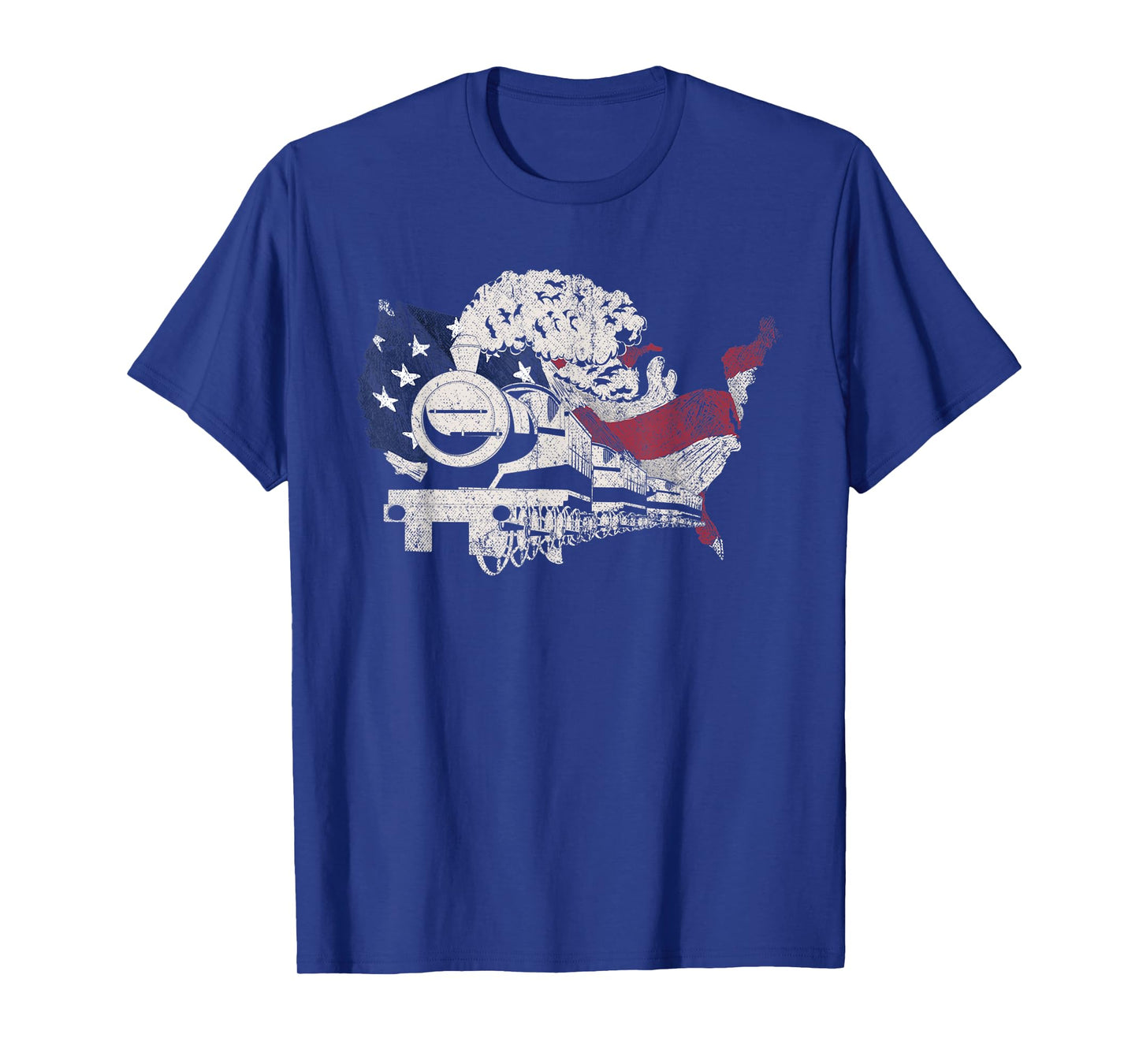 USA Flag Railroad Train Model Train Locomotive Proud Train T-Shirt for Women Kids Men