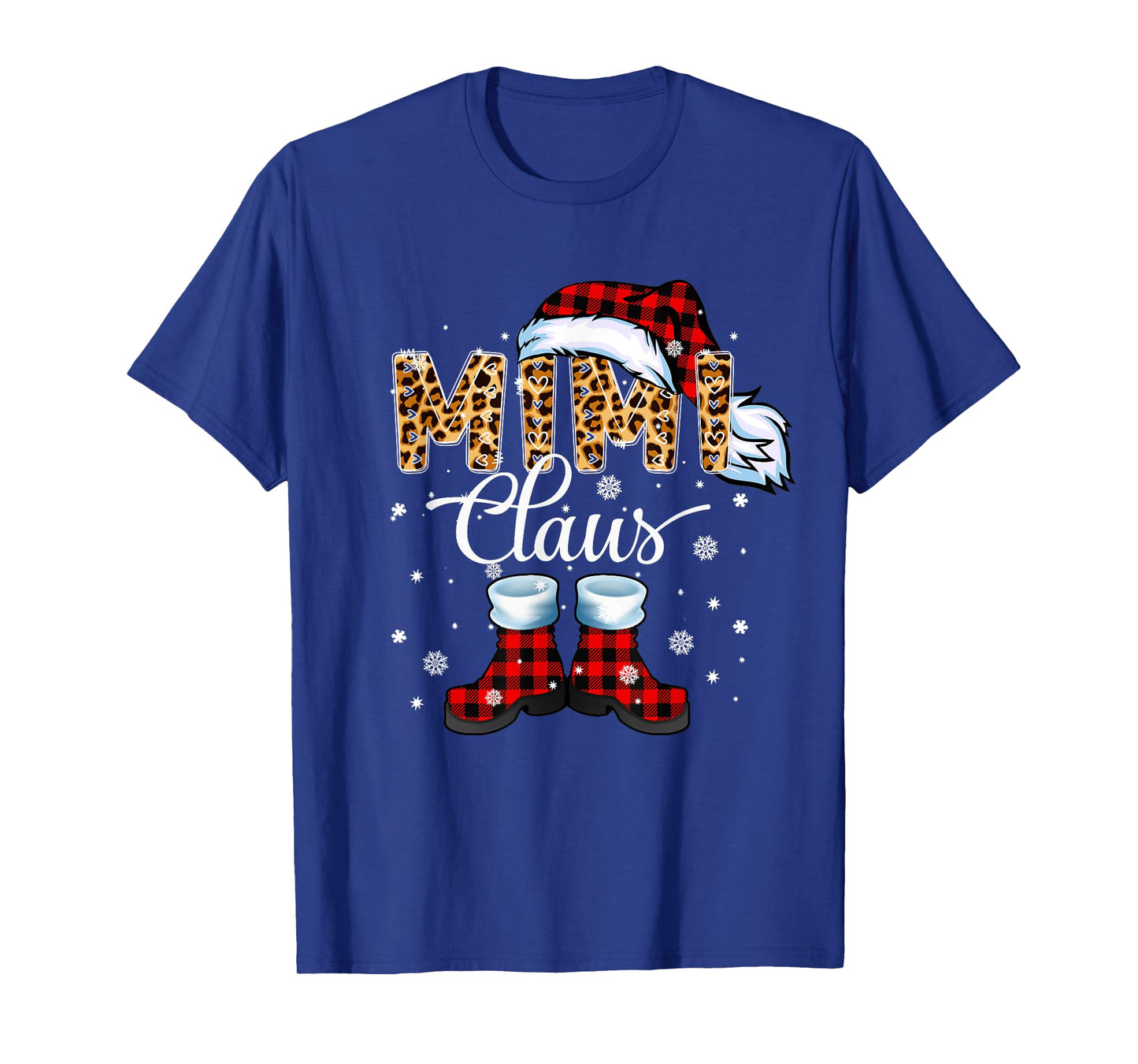 Christmas Mimi Claus Leopard Buffalo Plaid Pajama Xmas T-Shirt