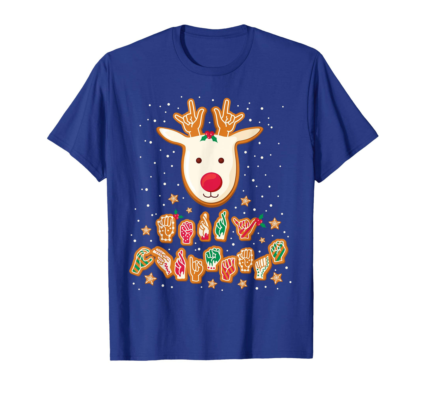 ASL Christmas Reindeer American Sign Language Gingerbread T-Shirt