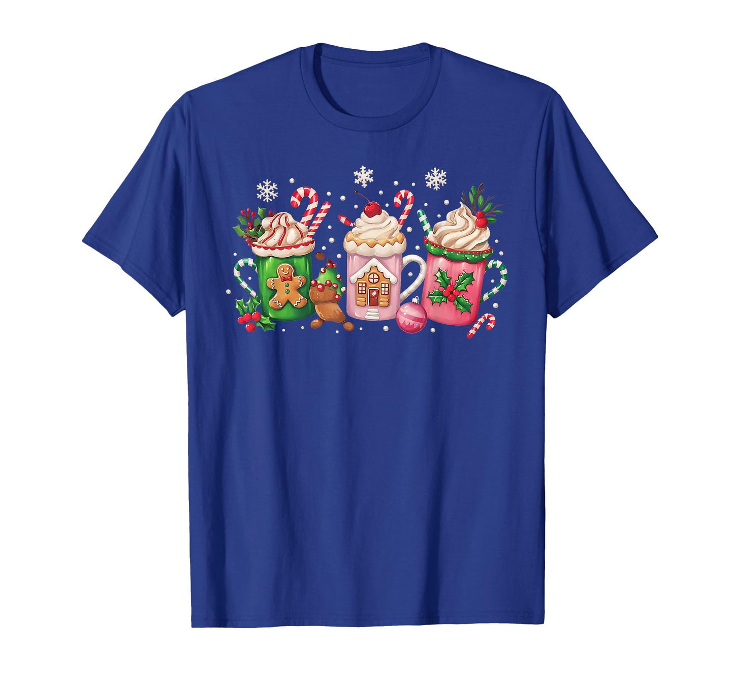 Coffee Christmas Gingerbread Pink Women Latte Cozy Winter T-Shirt