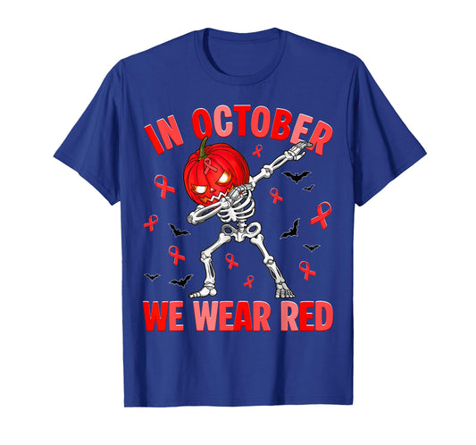 in October We Wear Red Ribbon Week Awareness Men Boy T-Shirt