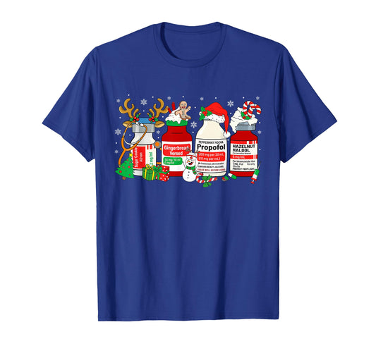 Christmas Nurse Peppermint Mocha Propofol ER ED ICU RN Nurse T-Shirt