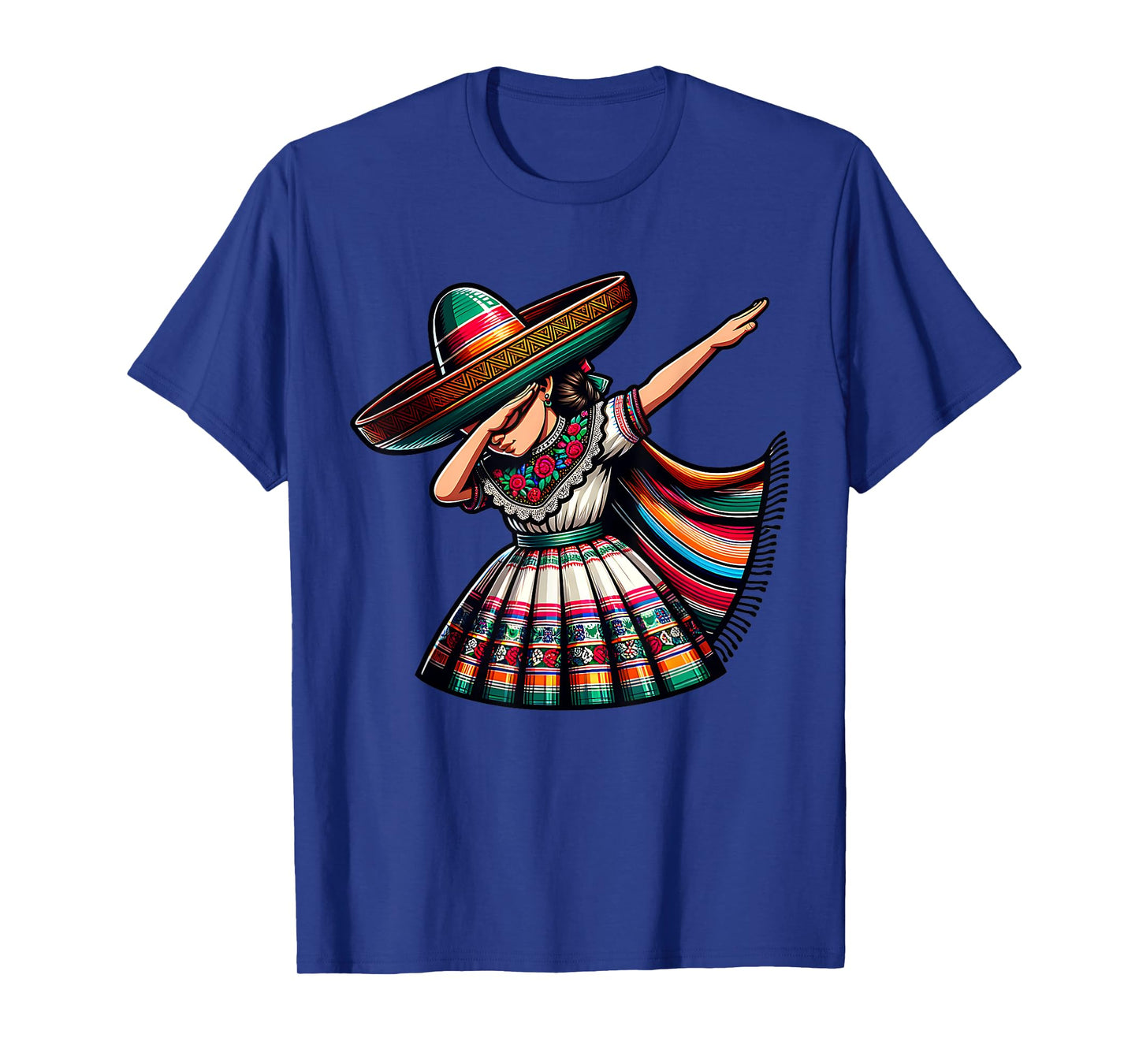 Funny Dabbing Mexican Poncho Sombrero Cinco de Mayo Girl T-Shirt