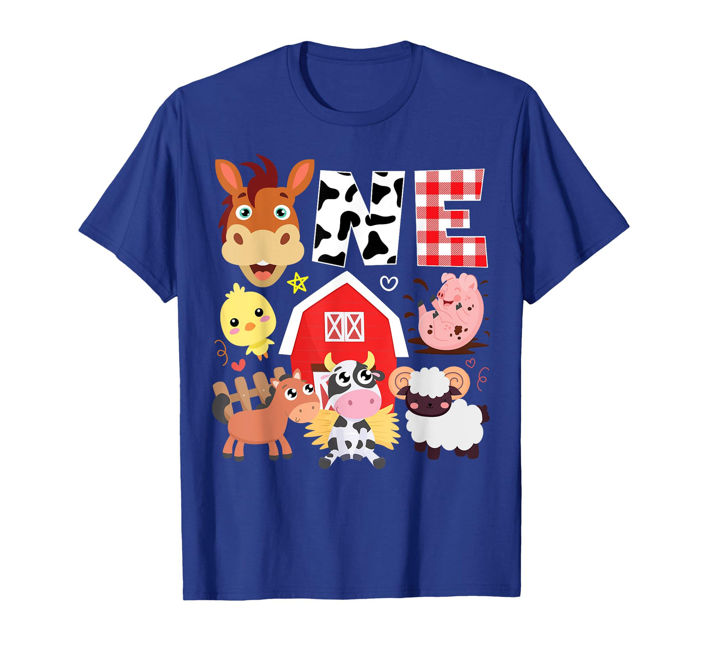 1st Birthday One Year Old Farm Theme Animals Birthday Party T-Shirt