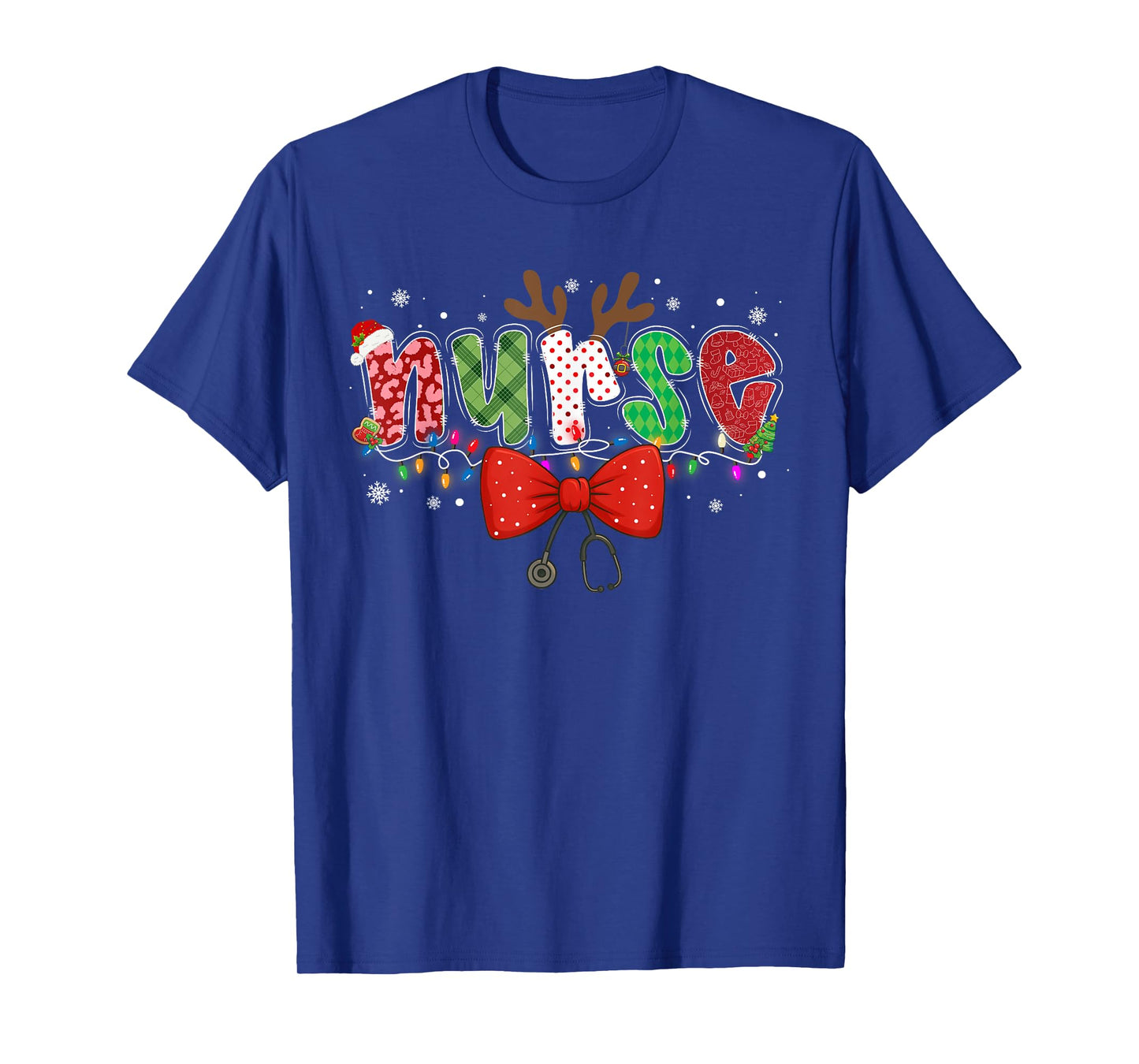 Christmas Nurse Coquette Bow Stethoscope Reindeer Nursing T-Shirt